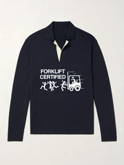 Funny Pattern Knit Polo Shirt Men's Casual Lapel Pullover Sweater