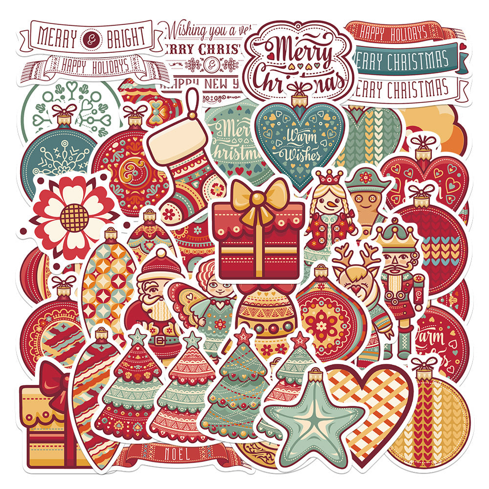 48pcs Christmas Stickers DIY Waterproof Cup Phone Case Insulation Stickers