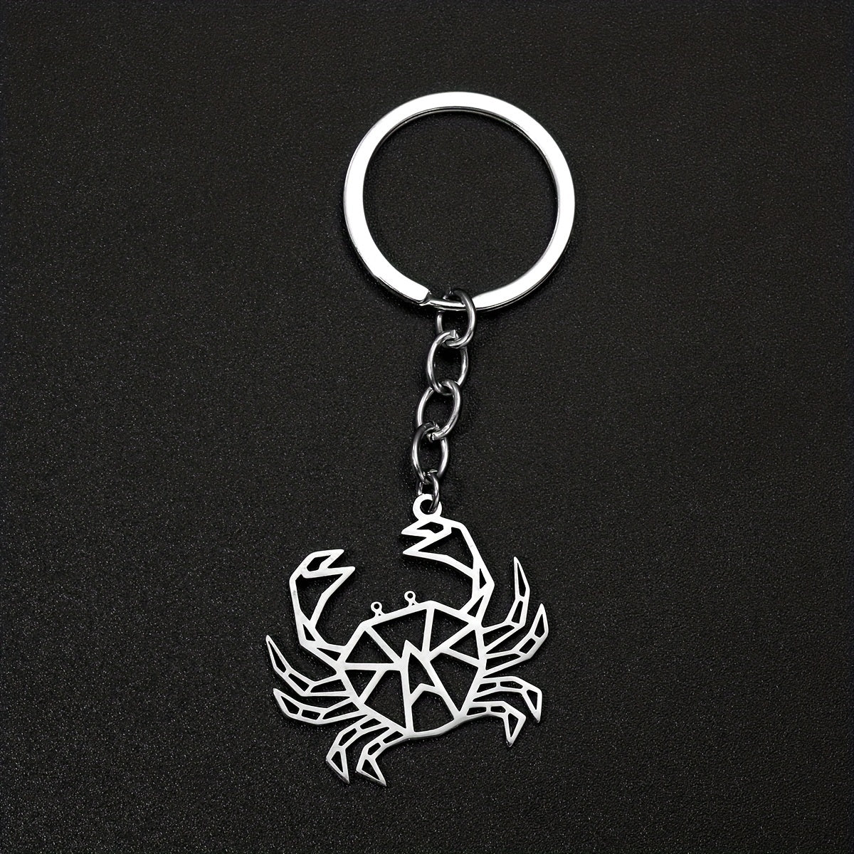 Creative Stainless Steel Hollow Crab Keychain For Men