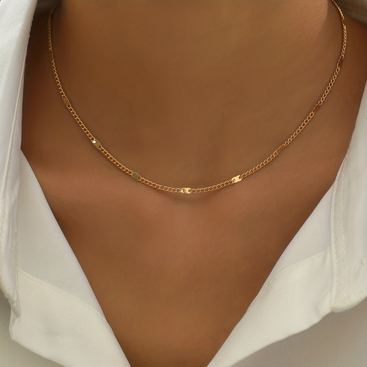 Golden Chain Buckle Necklace 18K Plated Classic Neck Decoration