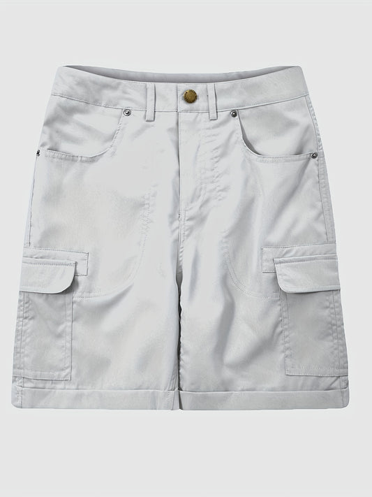Versatile Solid Cargo Shorts for Women with Pockets