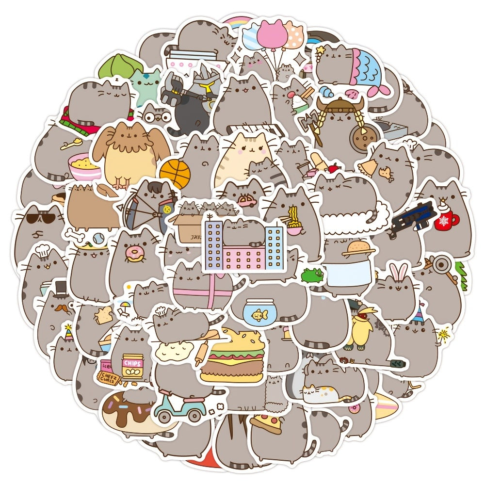 100pcs Cat Stickers Laptop Skateboard Water Bottles Guitar & More