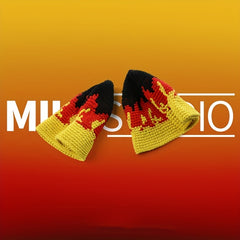 Yellow Red Flame Bucket Hat Hip Hop Crochet Sun Hats