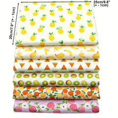 6pcs Fruits Series Printed Fabric Patchwork Cloth DIY Sewing