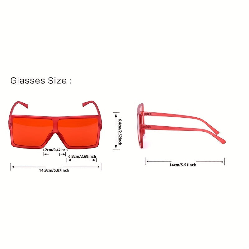 Oversized Square Sunglasses Flat Top UV400