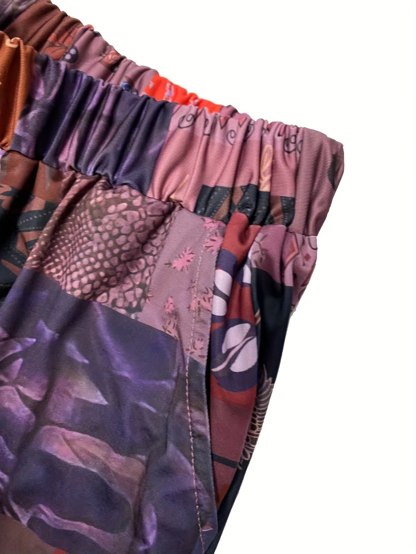  Colorblock Print Wide Leg Pants