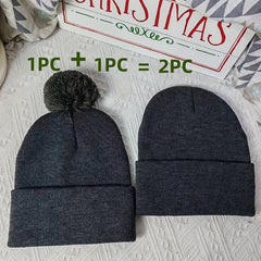 2 Pack Knitted Hat Men's Outdoor Casual Warm Beanie