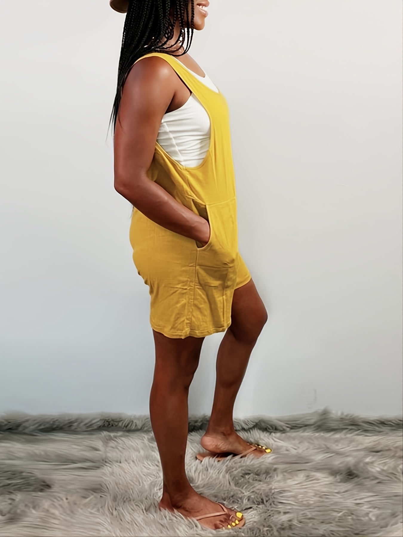Casual High Waist Sleeveless Pocket Jumpsuit