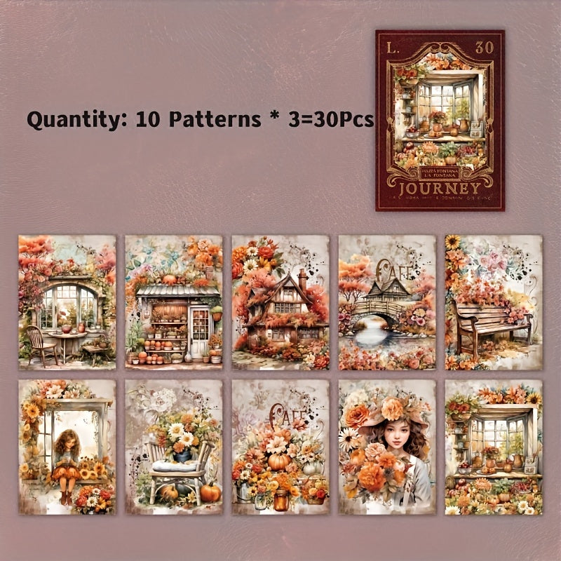 30pcs Vintage World Architecture Landscape Set Clipbook for Diary