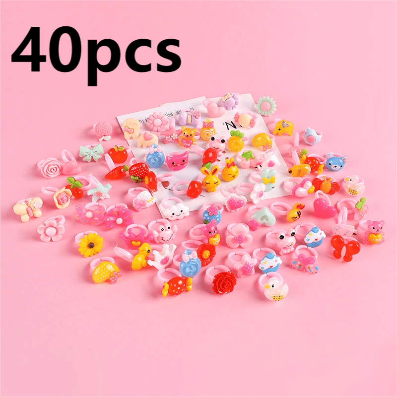 20pcs Cute Cartoon Kids Rings Set