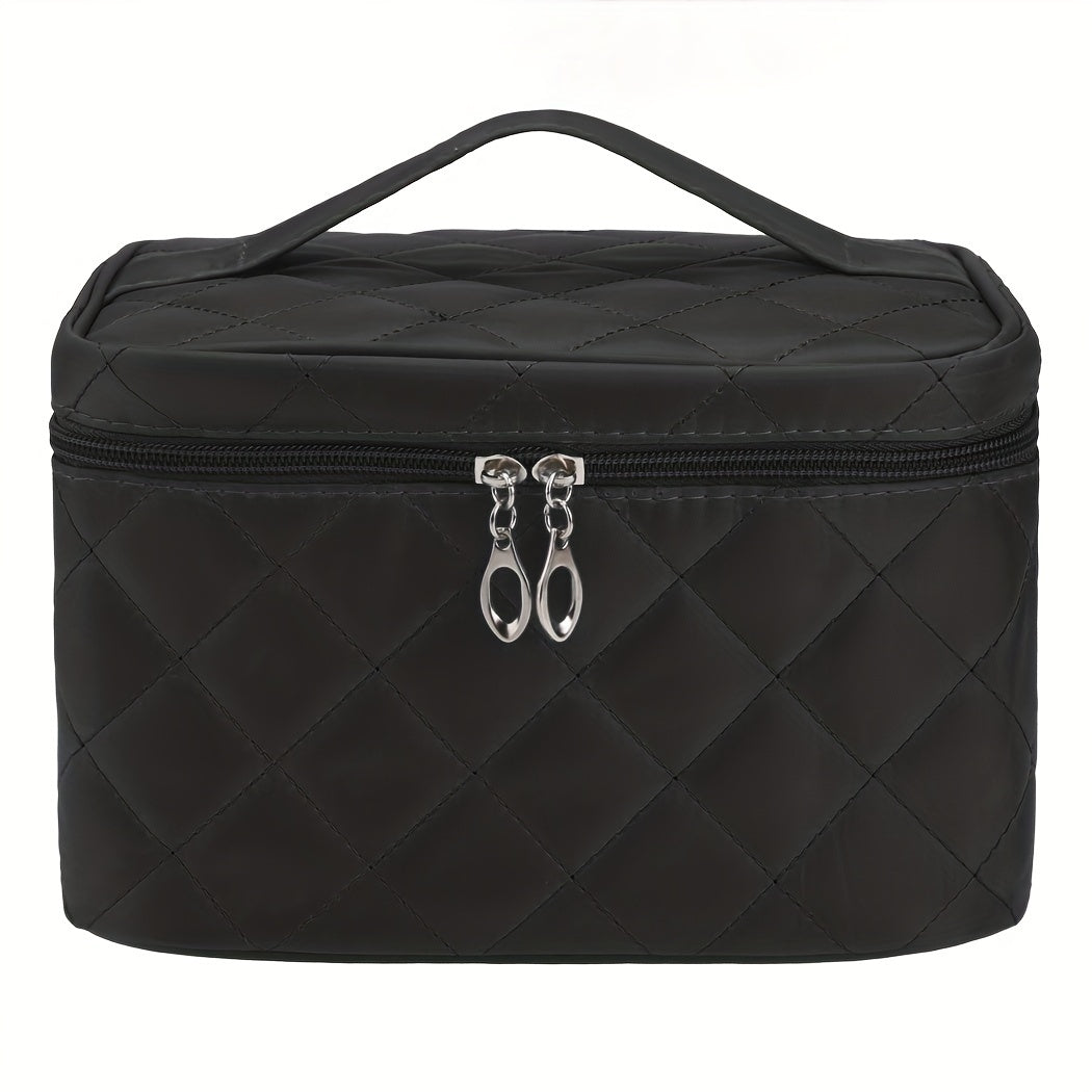 Women's Solid Cosmetic Bag Quilted Detail Hand Bag For Travel