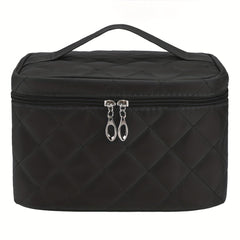 Women's Solid Cosmetic Bag Quilted Detail Hand Bag For Travel