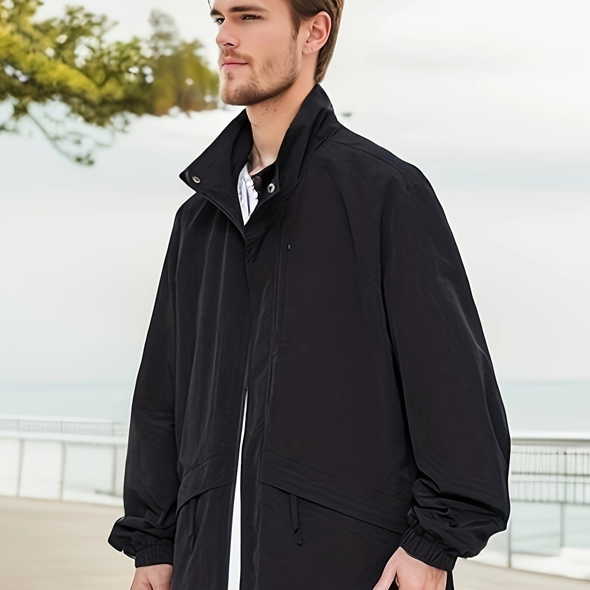 Men's Casual Zip Up Windbreaker Jacket