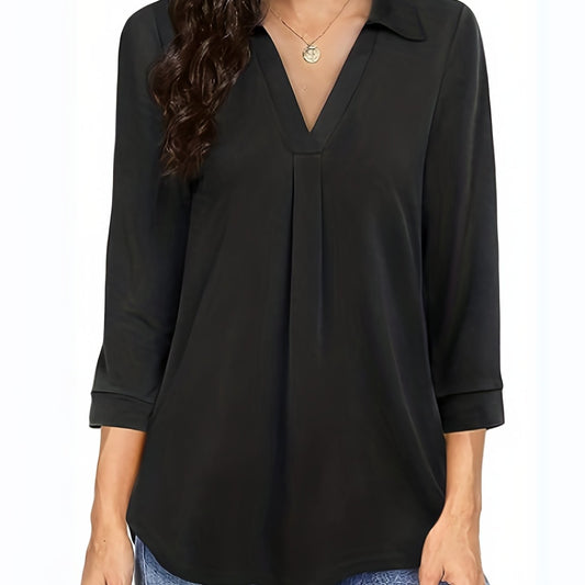  Solid Half Sleeve Tunic Top