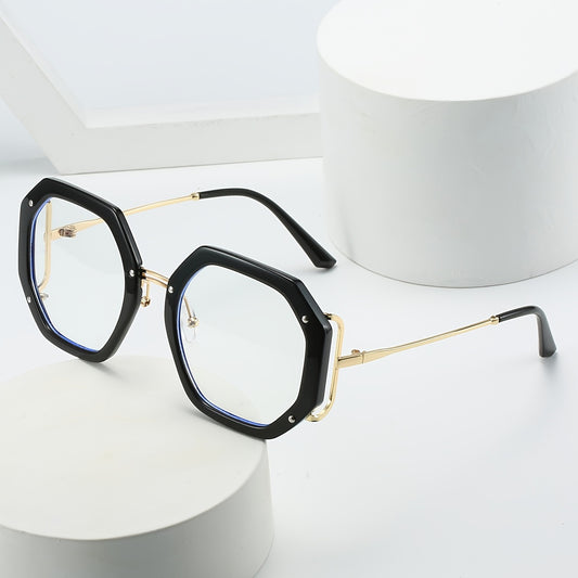 Metal Polygon Frame Light Blocking Glasses for Women Unisex
