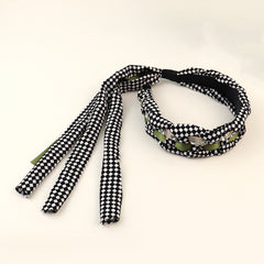 Synthetic Hair Braided Headband with Houndstooth Scarf
