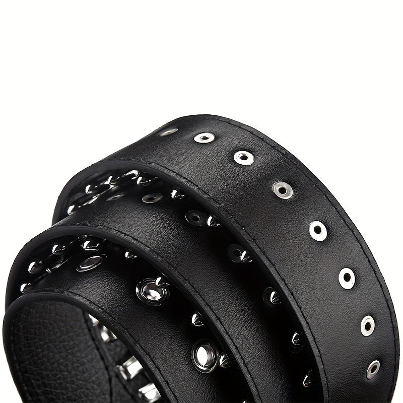 Adjustable Unisex Waist Belt Punk Bullets Rivet Studded Leather Belt