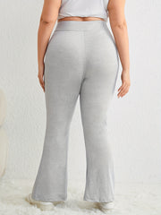  Women's Solid Flared Leg High Rise Trousers