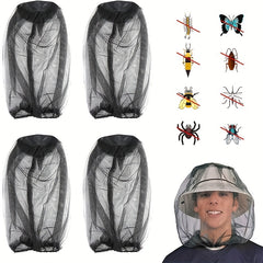 4 Pack Lightweight Mosquito Head Net Hat for Outdoor Activities