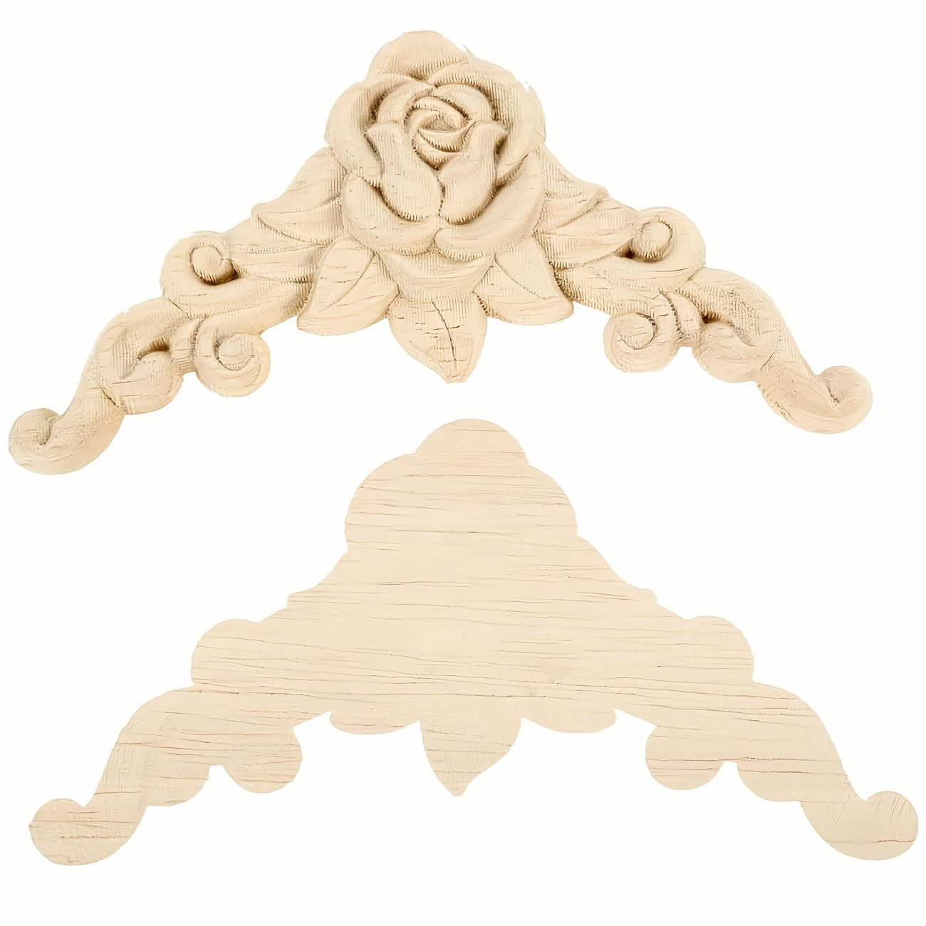 4pcs Wood Appliques & Onlays For Furniture 3.15x3.15in Carved Corner Decoration