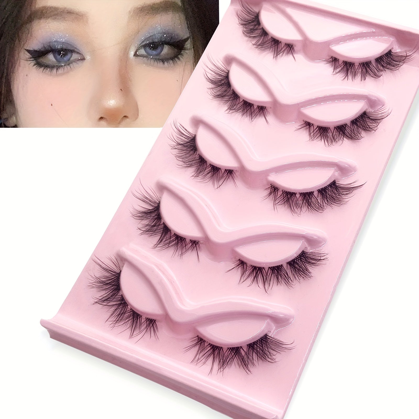 5 Pairs Soft False Eyelashes Fluffy Natural Look Faux Mink Eyelashes