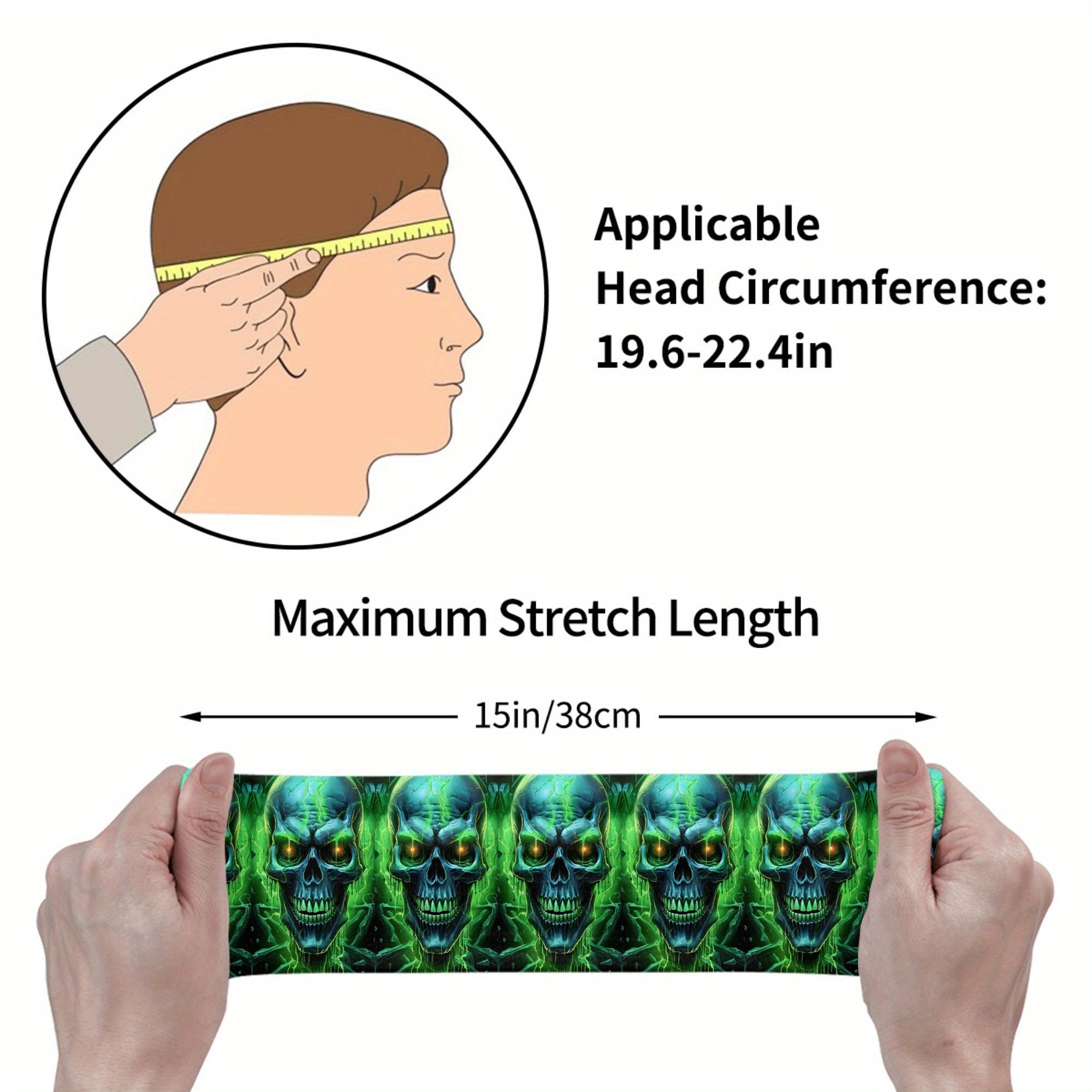 Glowing Skull Headband Sweat Wicking Stretchy Polyester Yoga Gym Running