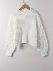  Solid Lantern Sleeve Knitted Pullover Jumper