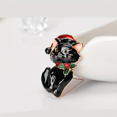 Men's Boutique Oil Dripping Cat Animal Brooch