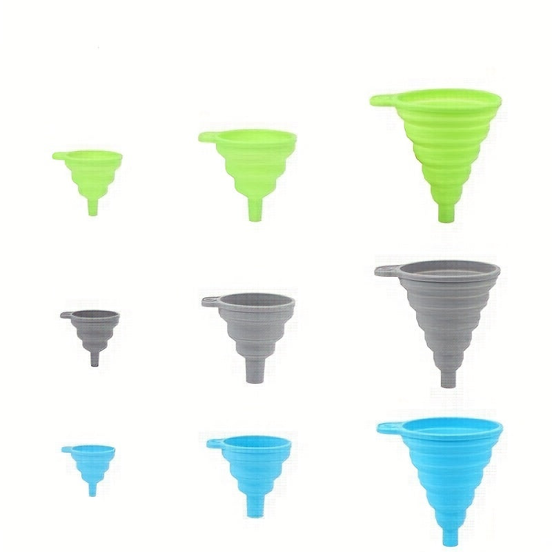 3pcs Portable Silicone Funnel Collapsible for Kitchen and Wine