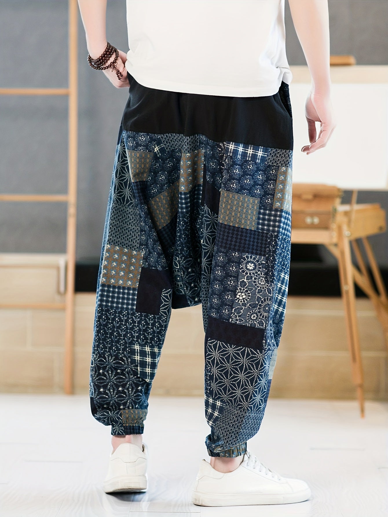 Men's Retro Ethnic Pattern Graphic Print Ankle Harem Pants