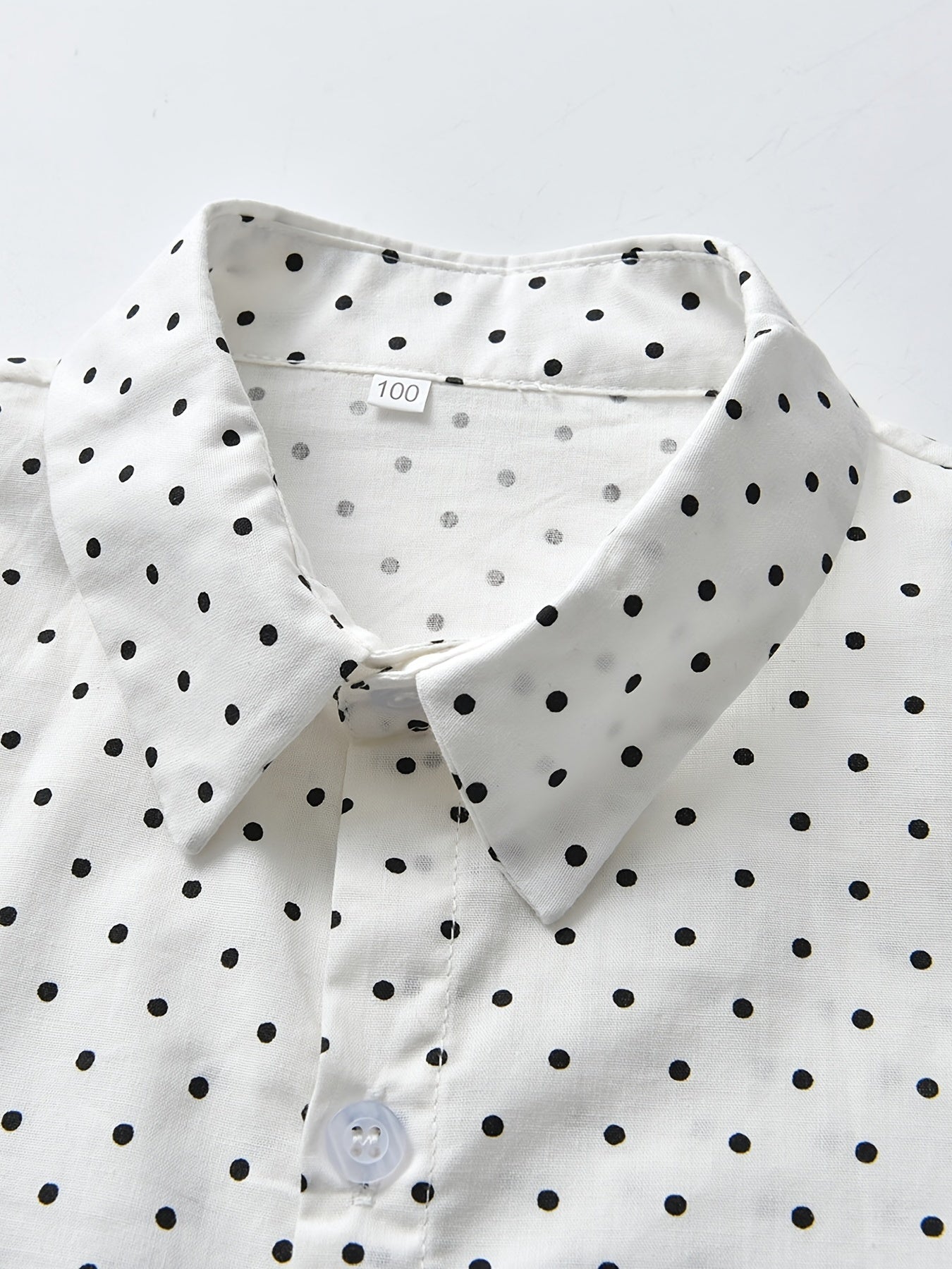 Toddler Baby Boys Polka Dot Lapel Button Up Long Sleeve Shirts