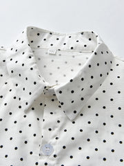 Toddler Baby Boys Polka Dot Lapel Button Up Long Sleeve Shirts