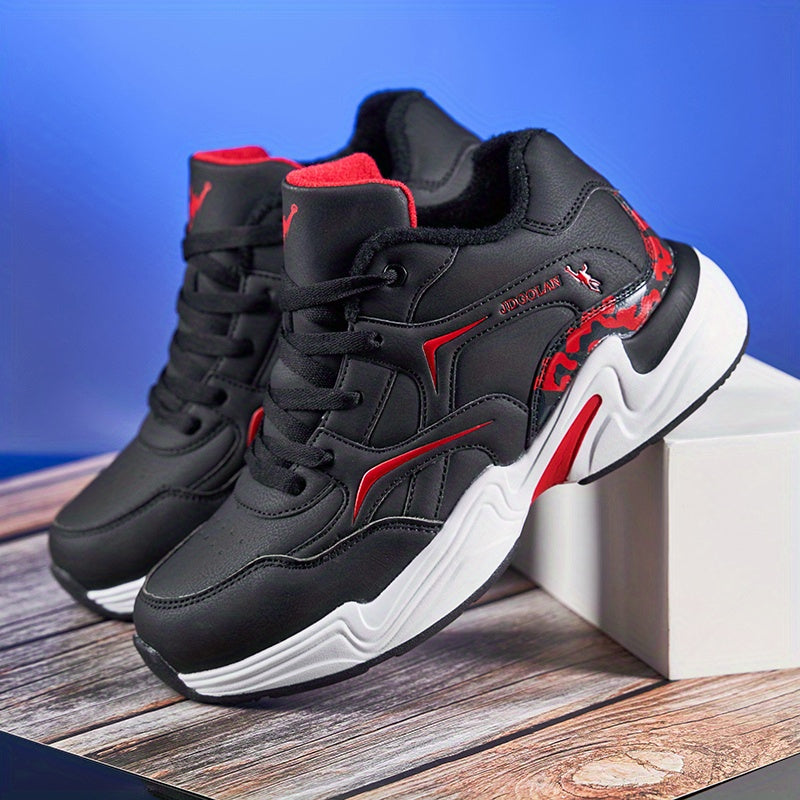 Men's Chunky Lace-up Winter Sneakers Fuzzy Inside Shoes