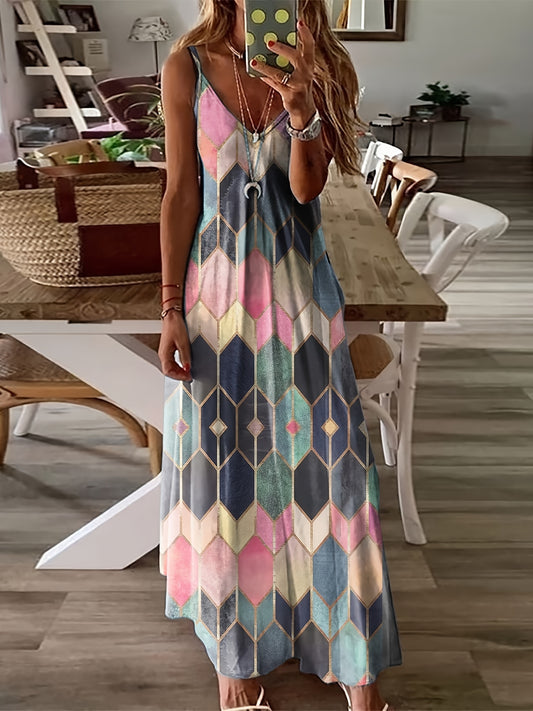 Casual Sleeveless V-Neck Summer Maxi Dress