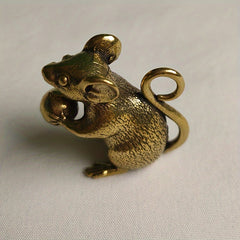 Brass Lucky Mouse Key Chain Gift Tea Pet Bag Ornament Pendant