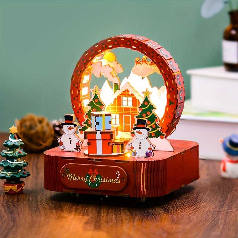 Wooden DIY Music Box Doll House Decoration Holiday Gift