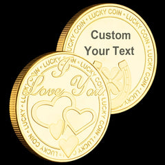 Custom Engraved I Love You Lucky Coin Golden Plated Anniversary Gift