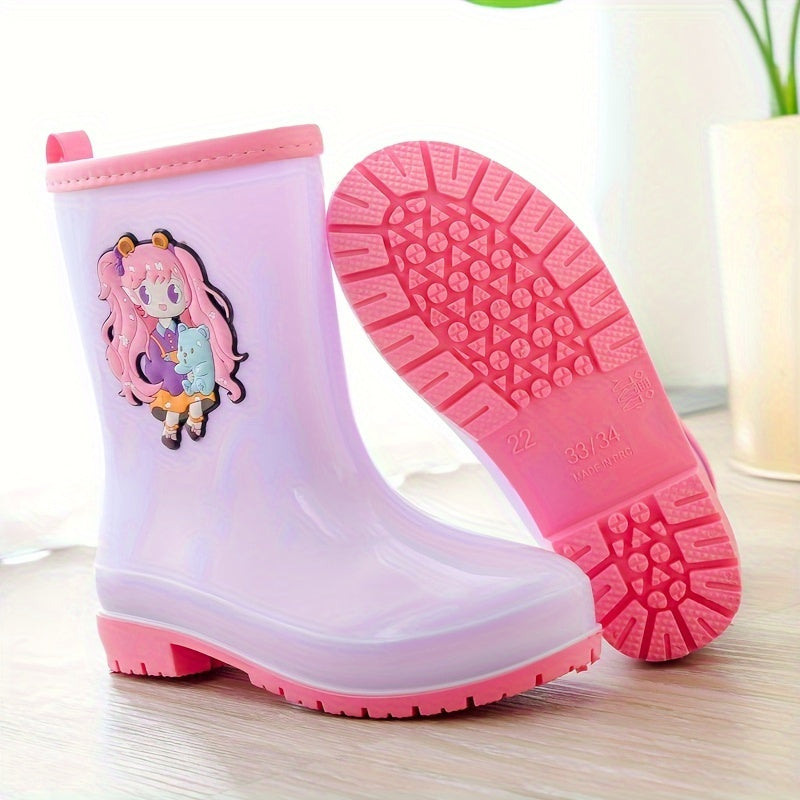 Kids Cartoon Rain Boots Waterproof Slip On Non Slip
