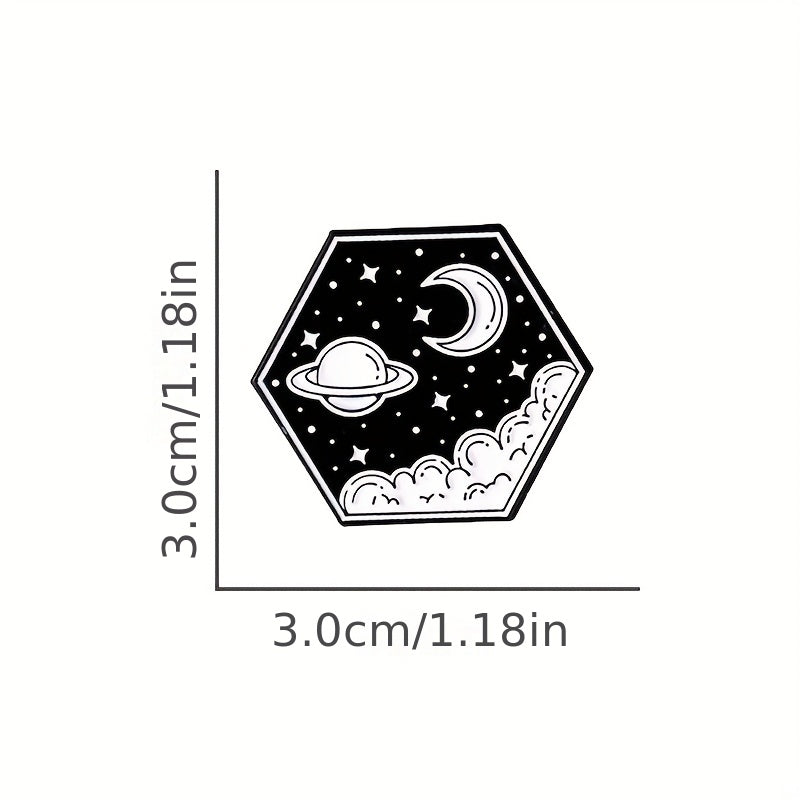 Outer Space Landscape Enamel Pins & Painting Bag Brooch Lapel Badge