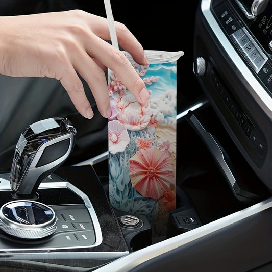 20oz Flower Sea Printed Travel Water Cup Stainless Steel Insulation Bottle