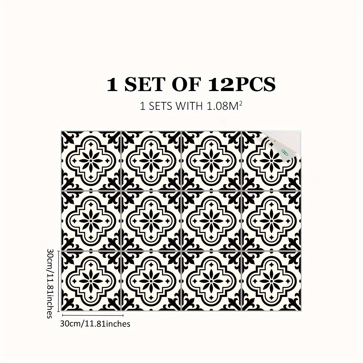 12pcs Moroccan Style Floor Stickers Waterproof Non-slip Tile Stickers