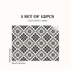 12pcs Moroccan Style Floor Stickers Waterproof Non-slip Tile Stickers