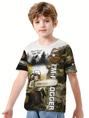 Forest 3D Print Boys Summer T shirt Lightweight Round Neck Short Sleeve Tee Tops