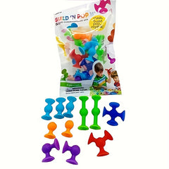 11pcs Suction Cup Toys Building Blocks Set Educational Travel Soft Silicone Kit