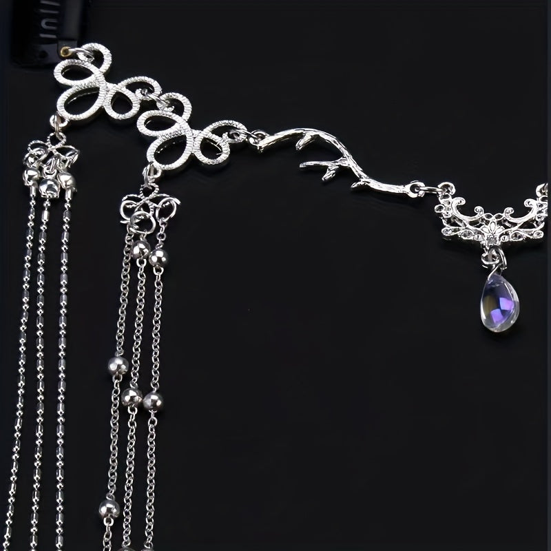 Chinese Retro Tassel Headpiece Rhinestone Hair Pin for Women