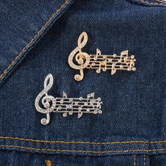 Rhinestone Notes Brooch Sweater Pin for Men