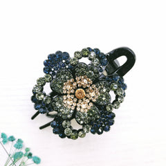 Vintage Rhinestone Flower Hair Clip for Women Girls