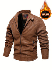 Men's Soft Shell PU Leather Jacket Windproof Waterproof