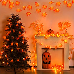 Fall Halloween Lights 40 LED Waterproof Maple Leaf Garland