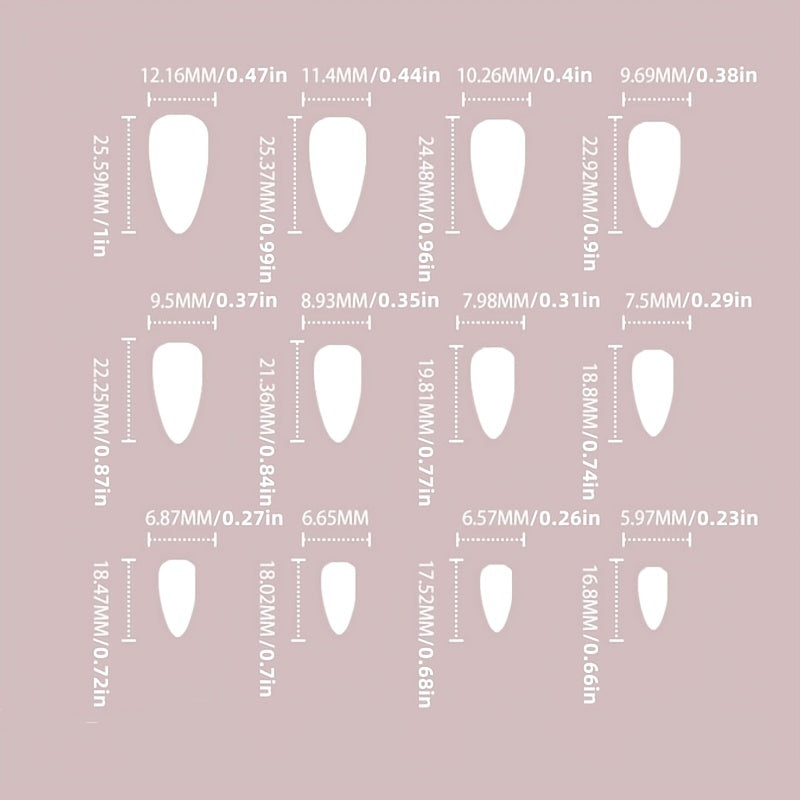 24 Pcs Almond False Nails Glossy Designs Full Cover Acrylic Manicure Pink